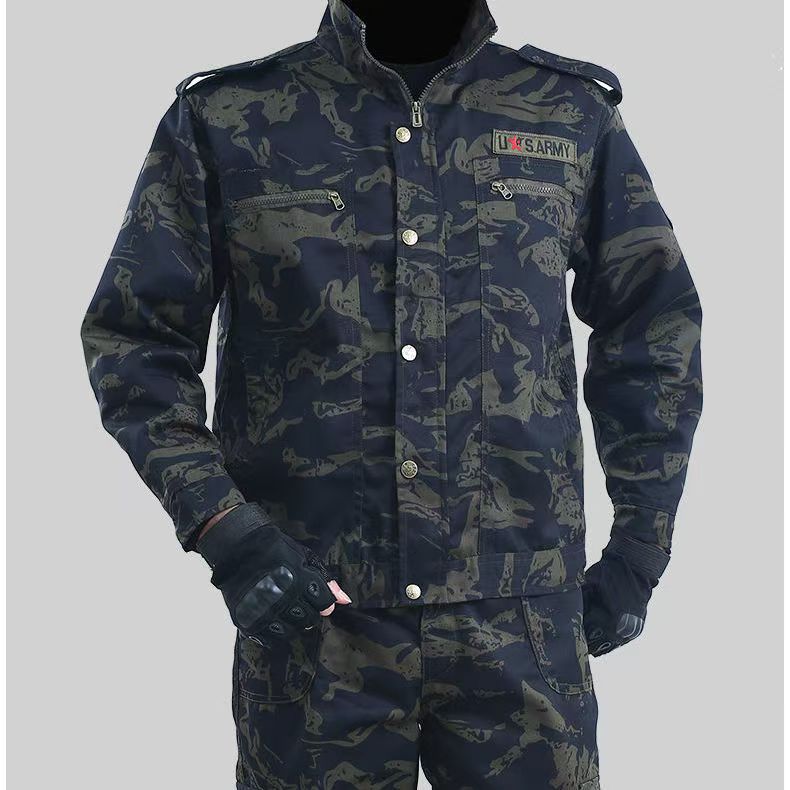 Spring and Autumn Camouflage Work Clothes Men's Anti-Scratch Wear-Resistant Labor Protection Clothing Thickened New suit Pants Site Maintenance Auto Repair Clothing