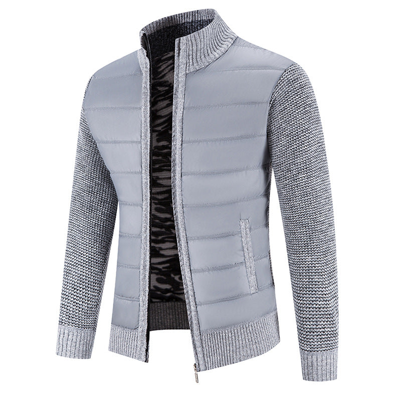 Foreign trade cross-border 2024 winter new spell cardigan sweater men's coat sweater European and American style sweater stand collar
