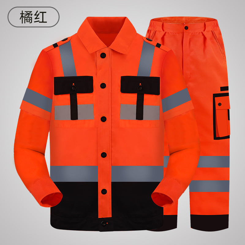 Work clothes suit long sleeve new polyester cotton wear-resistant breathable work clothes sanitation workshop auto repair engineering clothes Labor protective clothing