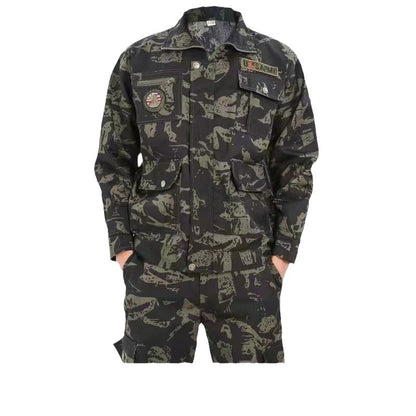 Spring and Autumn Military Training Camouflage Clothing, Breathable and Wear-Resistant Work Clothes, Tops and Pants, Auto Repair Construction Site Labor Protection Work Clothes