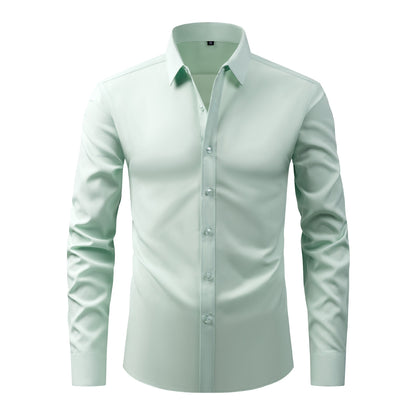 Cross-Border Lightweight Stretchy Plus-Size Men's Shirts, Wrinkle-Resistant Long-Sleeve Shirts, Amazon Cardigan Long-Sleeve Shirts for Men