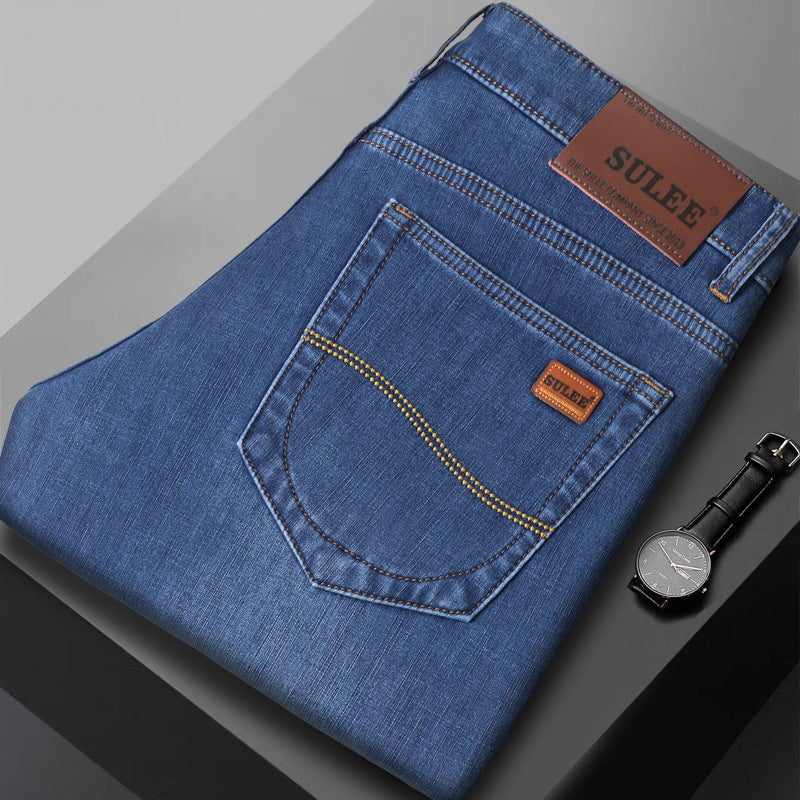 Herrjeans Straight Leg Stretch – Sulee Business Casual Denim Tvättad Allväders W28–W40 2026