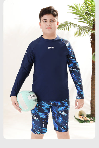 Pojkar Tvådelat Badset – UV-skydd Kortärm/Långärm med Huva Polyester 140–190 cm Badkläder Barn YYDS140 2026