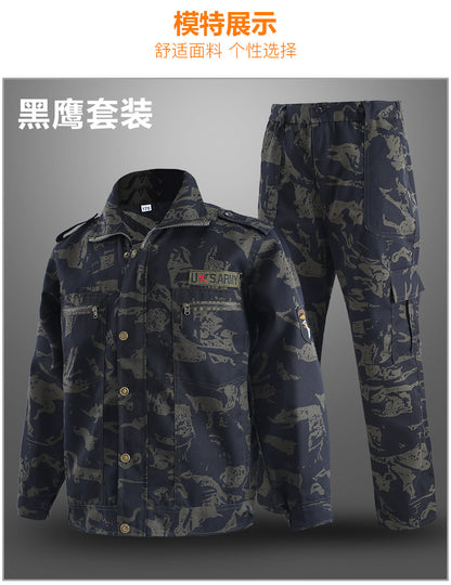 Spring and Autumn Military Training Camouflage Clothing, Breathable and Wear-Resistant Work Clothes, Tops and Pants, Auto Repair Construction Site Labor Protection Work Clothes