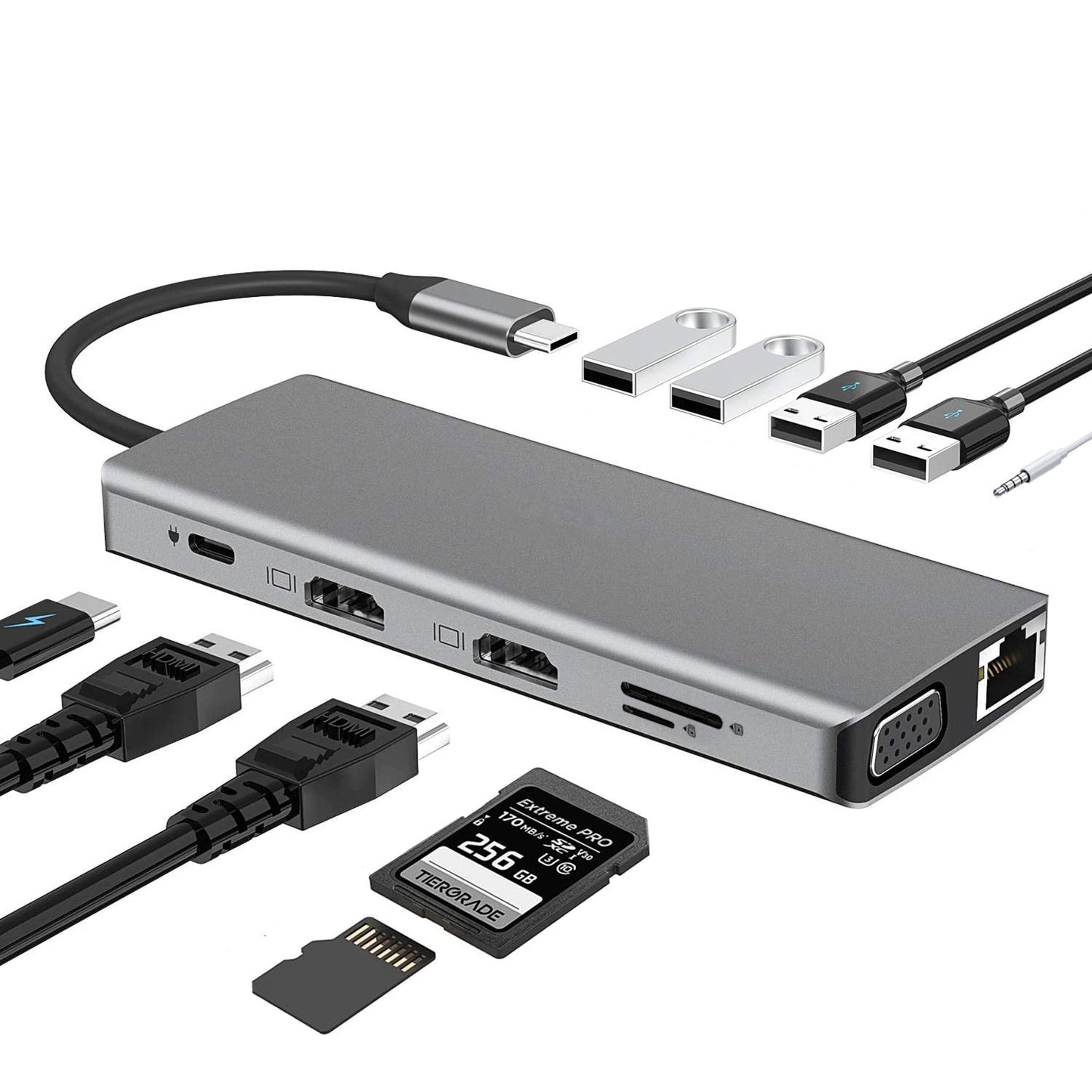 Type-C to HDMI High-Definition 4K Expansion Dock Usb3.0Hub Splitter Usb-C Multi-Function 7-in-1 Docking Station