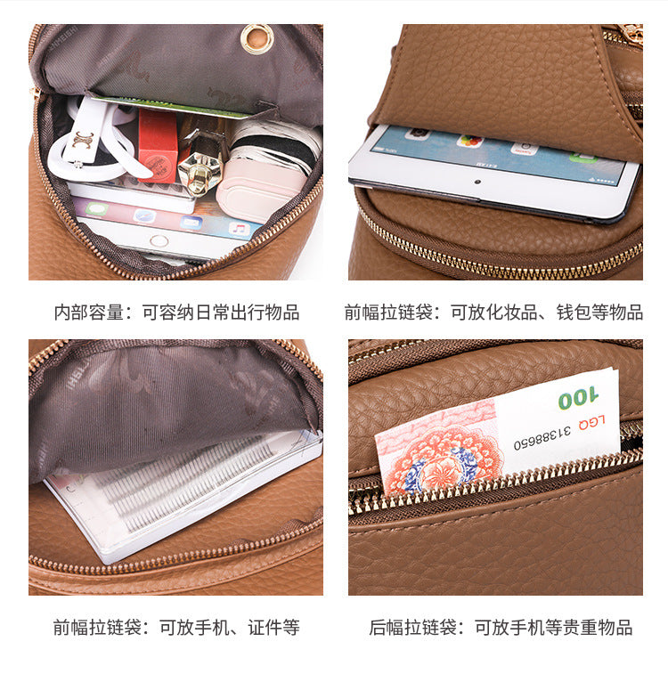 Cross-border Women's Chest Bag Soft Leather Fashion New Chest Crossbody Bag 2024 All-match Outgoing Backpack Casual Shoulder Bag