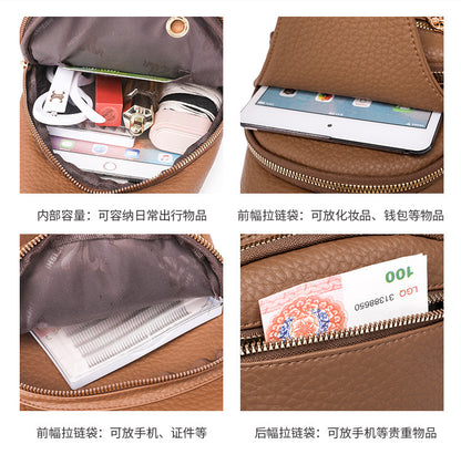 Cross-border Women's Chest Bag Soft Leather Fashion New Chest Crossbody Bag 2024 All-match Outgoing Backpack Casual Shoulder Bag