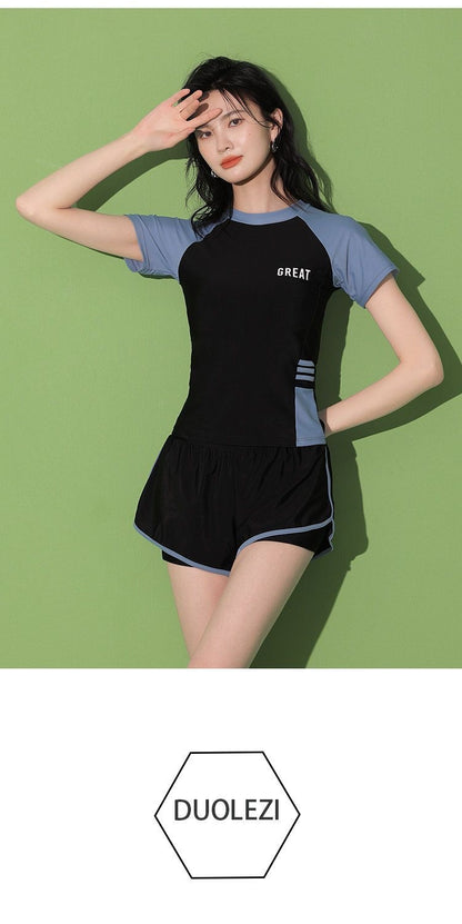 Dambaddräkt Delad Stil – Magdöljande Bröstdyna Polyester Svart & Vit M–2XL Badkläder Dam 30060 2026