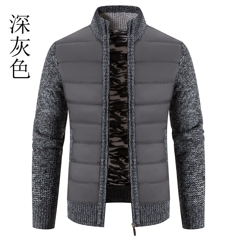 Foreign trade cross-border 2024 winter new spell cardigan sweater men's coat sweater European and American style sweater stand collar