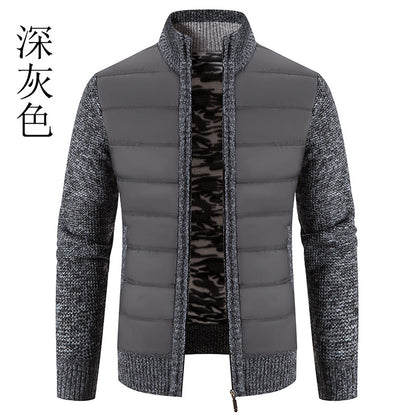 Foreign trade cross-border 2024 winter new spell cardigan sweater men's coat sweater European and American style sweater stand collar