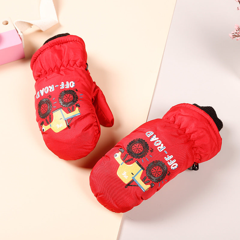 Barnhandskar Skid & Utomhus – Cartoon Vattentåliga Varma Mittens & Femfinger Unisex 2–10 År HX-01 2026