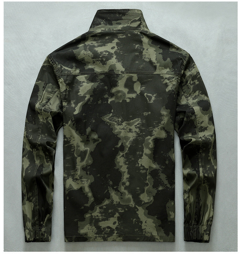 Summer Thin Labor Protection Work Clothes Set Anti-scald Pure Cotton Stretch Construction Site Electric Welding Auto Repair Camouflage Clothes Shirt