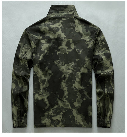 Summer Thin Labor Protection Work Clothes Set Anti-scald Pure Cotton Stretch Construction Site Electric Welding Auto Repair Camouflage Clothes Shirt