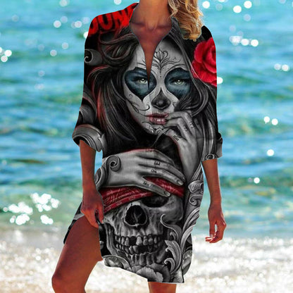New Foreign Trade Cross-Border Model, Long-Sleeved Swimsuit Shirt, Women's Clothing, Printed Vacation Beachwear