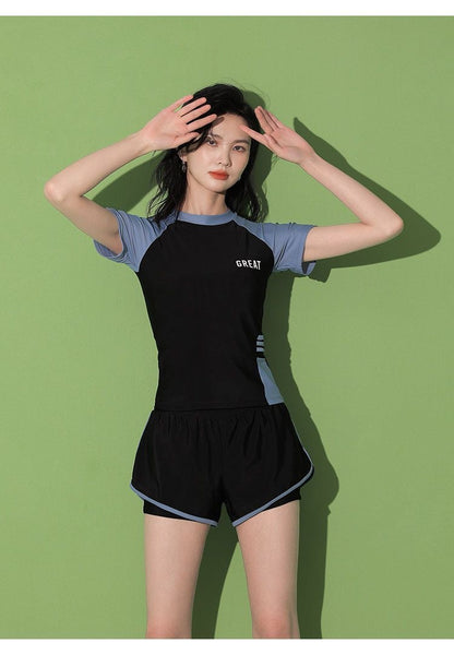 Dambaddräkt Delad Stil – Magdöljande Bröstdyna Polyester Svart & Vit M–2XL Badkläder Dam 30060 2026