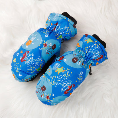 Barnhandskar Skid & Utomhus – Cartoon Vattentåliga Varma Mittens & Femfinger Unisex 2–10 År HX-01 2026