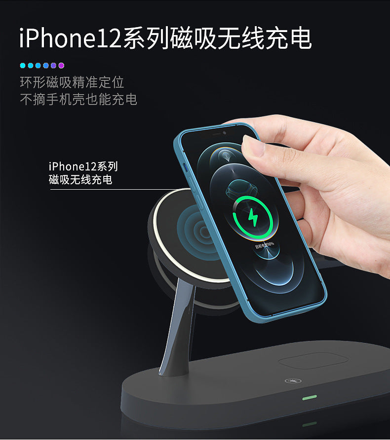 The new five-in-one wireless charger 15W vertical fast charging is suitable for Apple mobile phone watch headset wireless charging