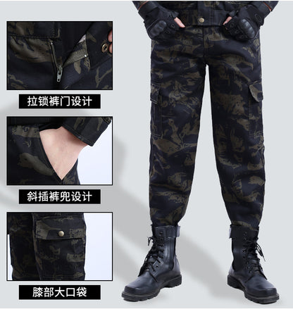 Spring and Autumn Camouflage Work Clothes Men's Anti-Scratch Wear-Resistant Labor Protection Clothing Thickened New suit Pants Site Maintenance Auto Repair Clothing