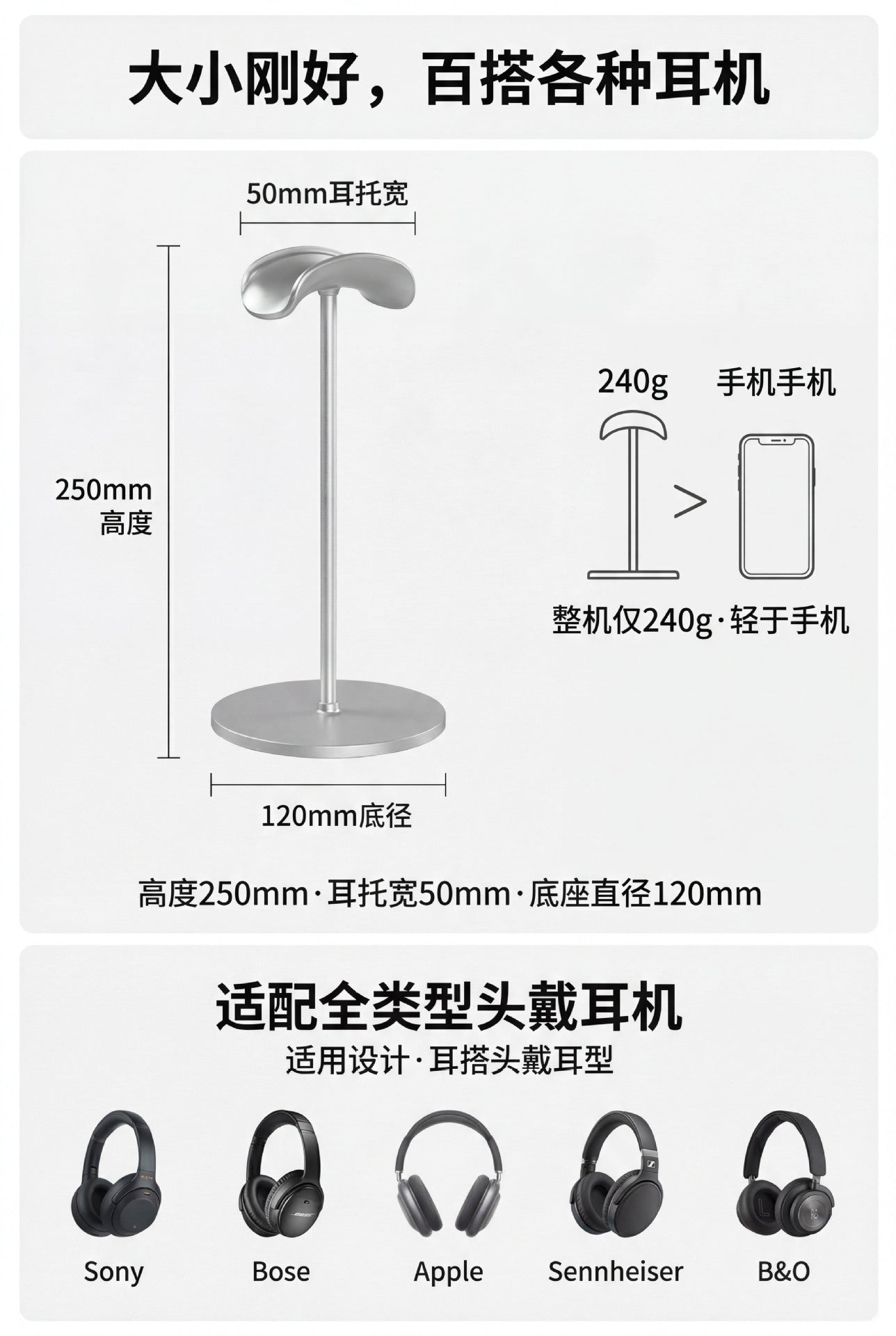 Metal Headset Holder Desktop Earphone Holder Removable Earphone Holder Display Holder Gaming Headphone Holder
