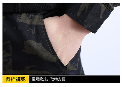 Spring and Autumn Camouflage Work Clothes Men's Anti-Scratch Wear-Resistant Labor Protection Clothing Thickened New suit Pants Site Maintenance Auto Repair Clothing