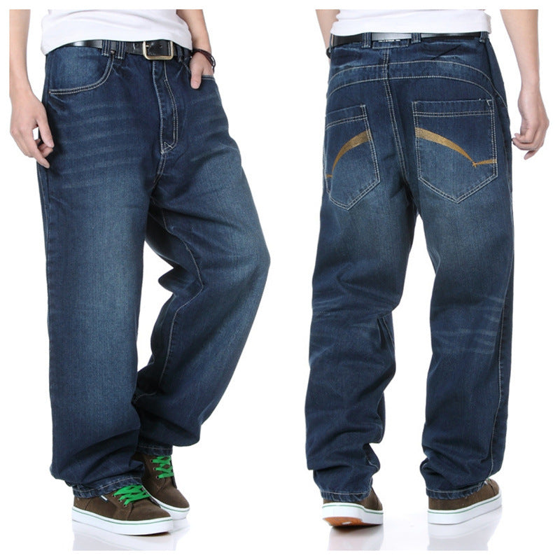 Plus Size Herrjeans Loose Fit – Wide Leg Skateboard Hip-Hop Denim 4 Färger 30–48 2026