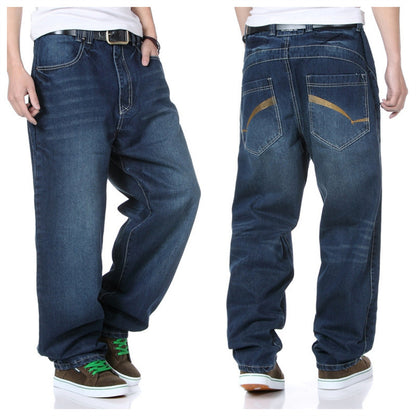Plus Size Herrjeans Loose Fit – Wide Leg Skateboard Hip-Hop Denim 4 Färger 30–48 2026
