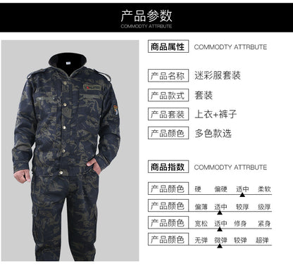 Spring and Autumn Military Training Camouflage Clothing, Breathable and Wear-Resistant Work Clothes, Tops and Pants, Auto Repair Construction Site Labor Protection Work Clothes