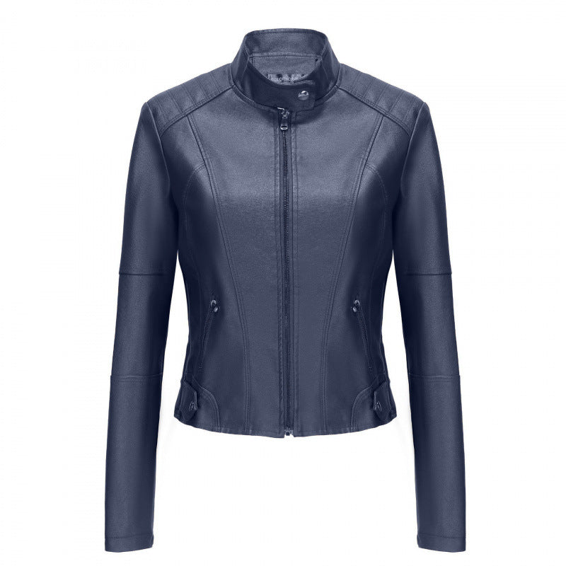 Damjacka PU-Läder Kort Motorcykel Retro Street Style Zipper för Dam 2026