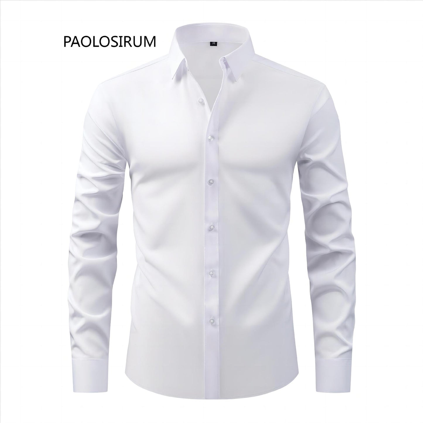 Cross-Border Lightweight Stretchy Plus-Size Men's Shirts, Wrinkle-Resistant Long-Sleeve Shirts, Amazon Cardigan Long-Sleeve Shirts for Men