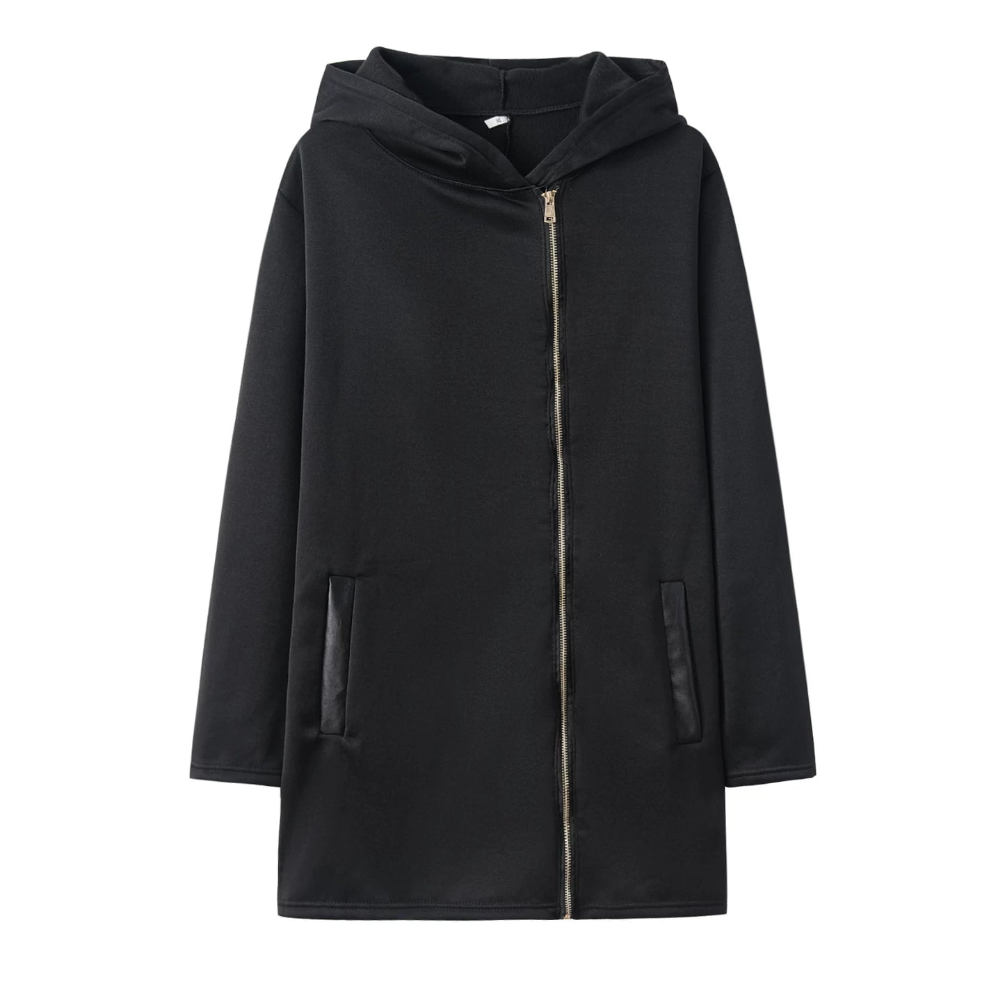 Fashion Trend Loose Side Zipper Plus Fleece Jacket Hooded Sweater Woman