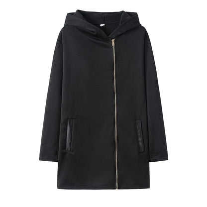 Fashion Trend Loose Side Zipper Plus Fleece Jacket Hooded Sweater Woman
