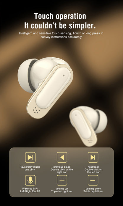 BOSECXT V11 True Wireless In-Ear Earbuds – Bluetooth 5.4 ANC ENC HiFi Stereo Touch-kontroll Mikrofon Laddningsfodral Svart