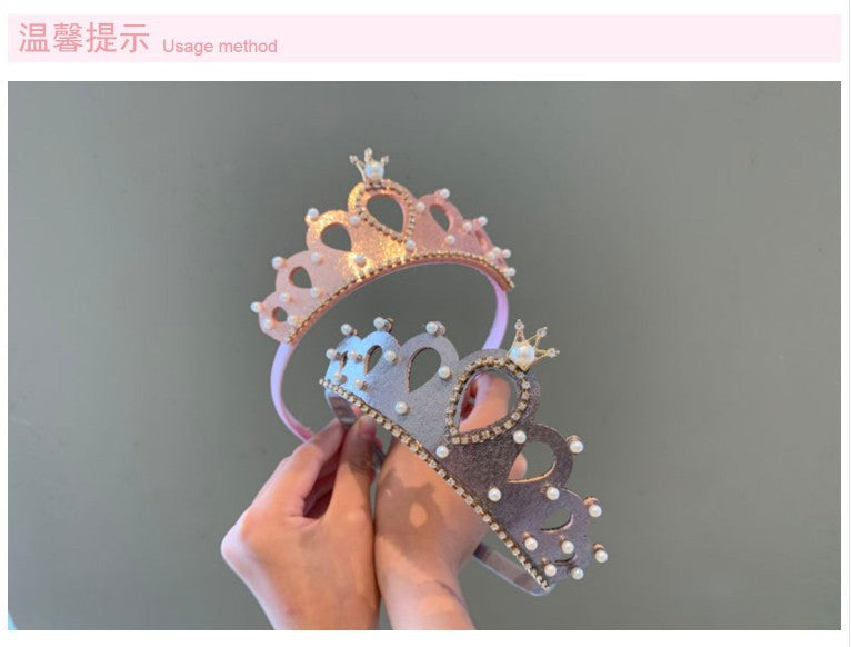 Prinsess Krona Hårband Flickor – Handgjord PVC Kristall Koreansk Stil Födelsedag Föreställning 0–10+ År 2026