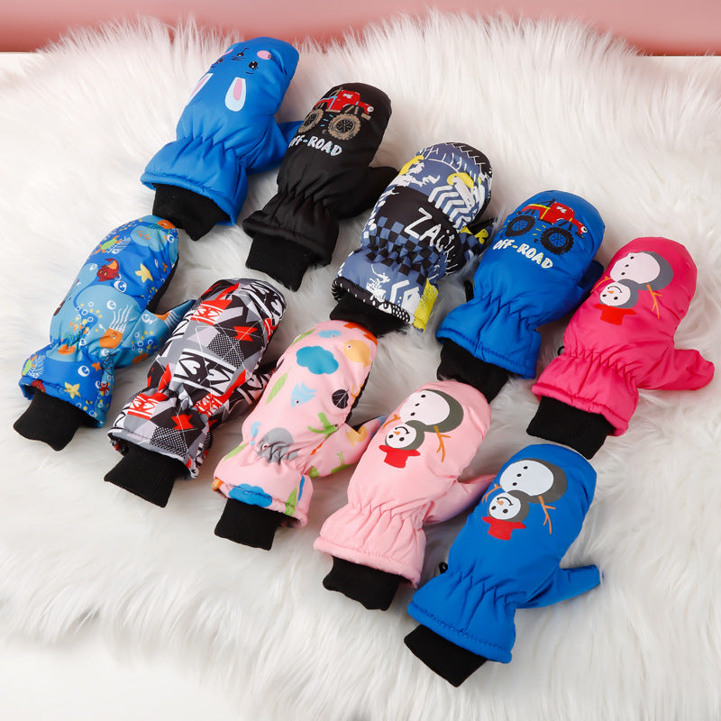 Barnhandskar Skid & Utomhus – Cartoon Vattentåliga Varma Mittens & Femfinger Unisex 2–10 År HX-01 2026