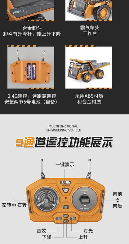 Cross-border 11-way children's electric toy lighting and sound effects engineering vehicle 1:20 crawler alloy remote control excavator model