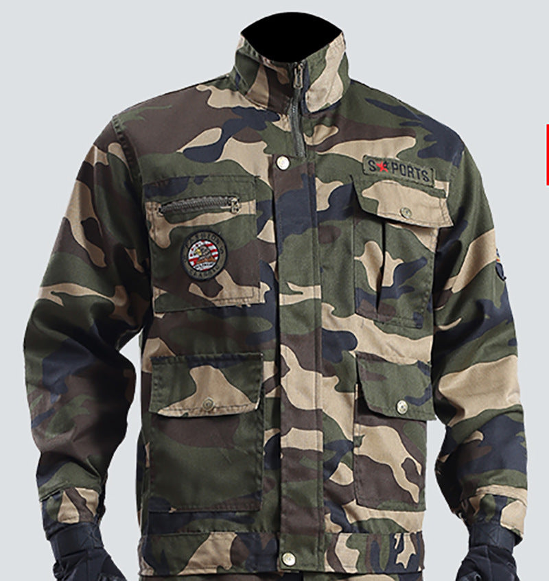 Spring and Autumn Camouflage Work Clothes Men's Anti-Scratch Wear-Resistant Labor Protection Clothing Thickened New suit Pants Site Maintenance Auto Repair Clothing