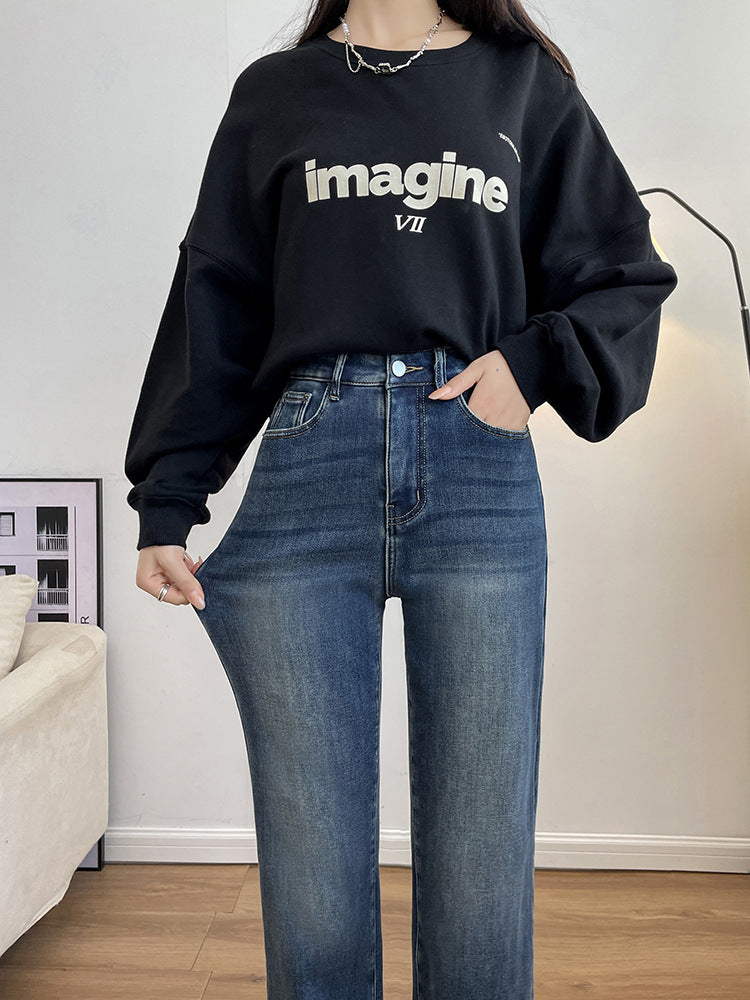 Damjeans High Waist Wide Leg Stretch Denim för Dam 2026