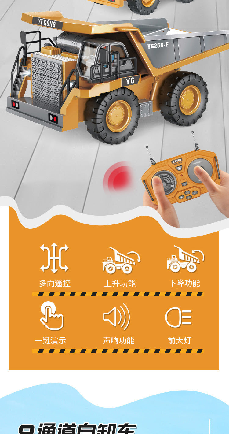 Cross-border 11-way children's electric toy lighting and sound effects engineering vehicle 1:20 crawler alloy remote control excavator model