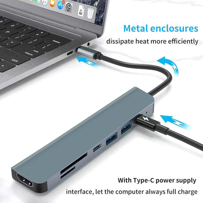 Type-C to HDMI High-Definition 4K Expansion Dock Usb3.0Hub Splitter Usb-C Multi-Function 7-in-1 Docking Station