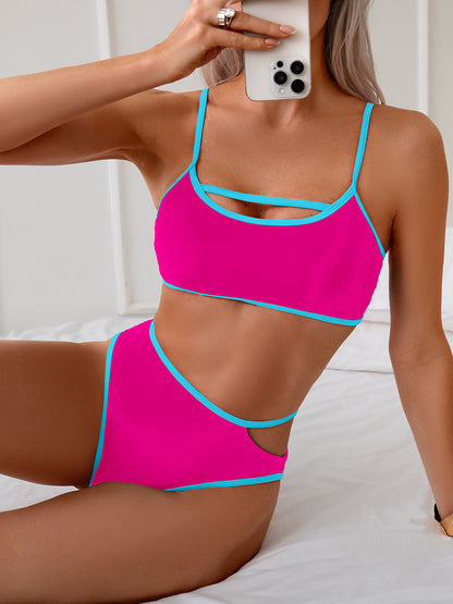 Dambikins Ryggfri – Färgblockerande Sexig Högmidjad Nylon 4 Kombinationer S–XL Badkläder Dam GM25005 2026