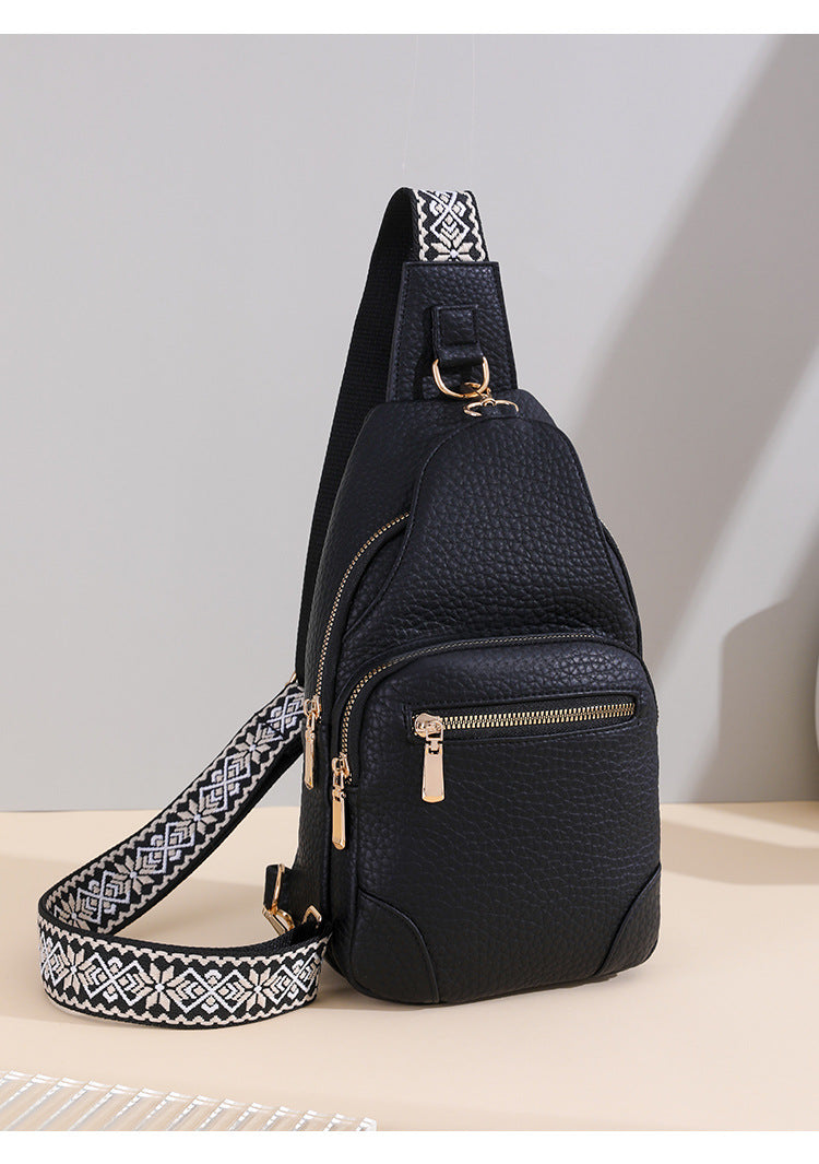 Cross-border Women's Chest Bag Soft Leather Fashion New Chest Crossbody Bag 2024 All-match Outgoing Backpack Casual Shoulder Bag