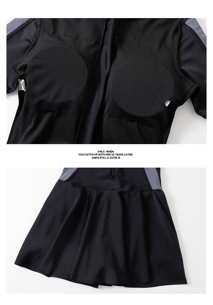 Dam Helbaddräkt Kortärm – Magdöljande Konservativ Sportig Kjol Polyester 3 Färger S–3XL Badkläder Dam 9030 2026