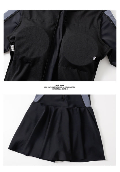 Dam Helbaddräkt Kortärm – Magdöljande Konservativ Sportig Kjol Polyester 3 Färger S–3XL Badkläder Dam 9030 2026