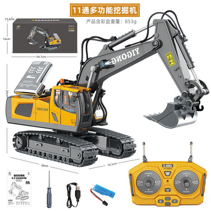 Cross-border 11-way children's electric toy lighting and sound effects engineering vehicle 1:20 crawler alloy remote control excavator model