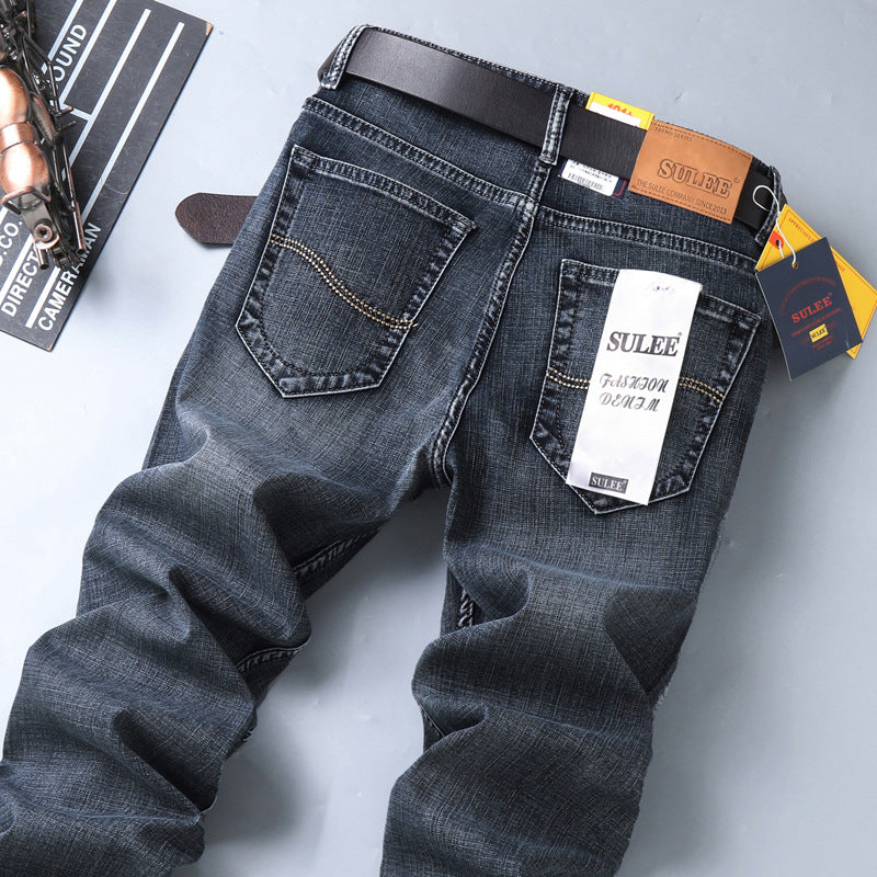 Herrjeans Straight Leg Stretch – Sulee Business Casual Denim Tvättad Allväders W28–W40 2026