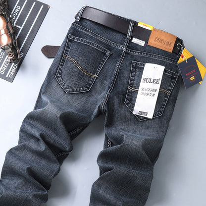Herrjeans Straight Leg Stretch – Sulee Business Casual Denim Tvättad Allväders W28–W40 2026