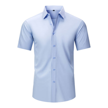 Cross-Border Lightweight Stretchy Plus-Size Men's Shirts, Wrinkle-Resistant Long-Sleeve Shirts, Amazon Cardigan Long-Sleeve Shirts for Men
