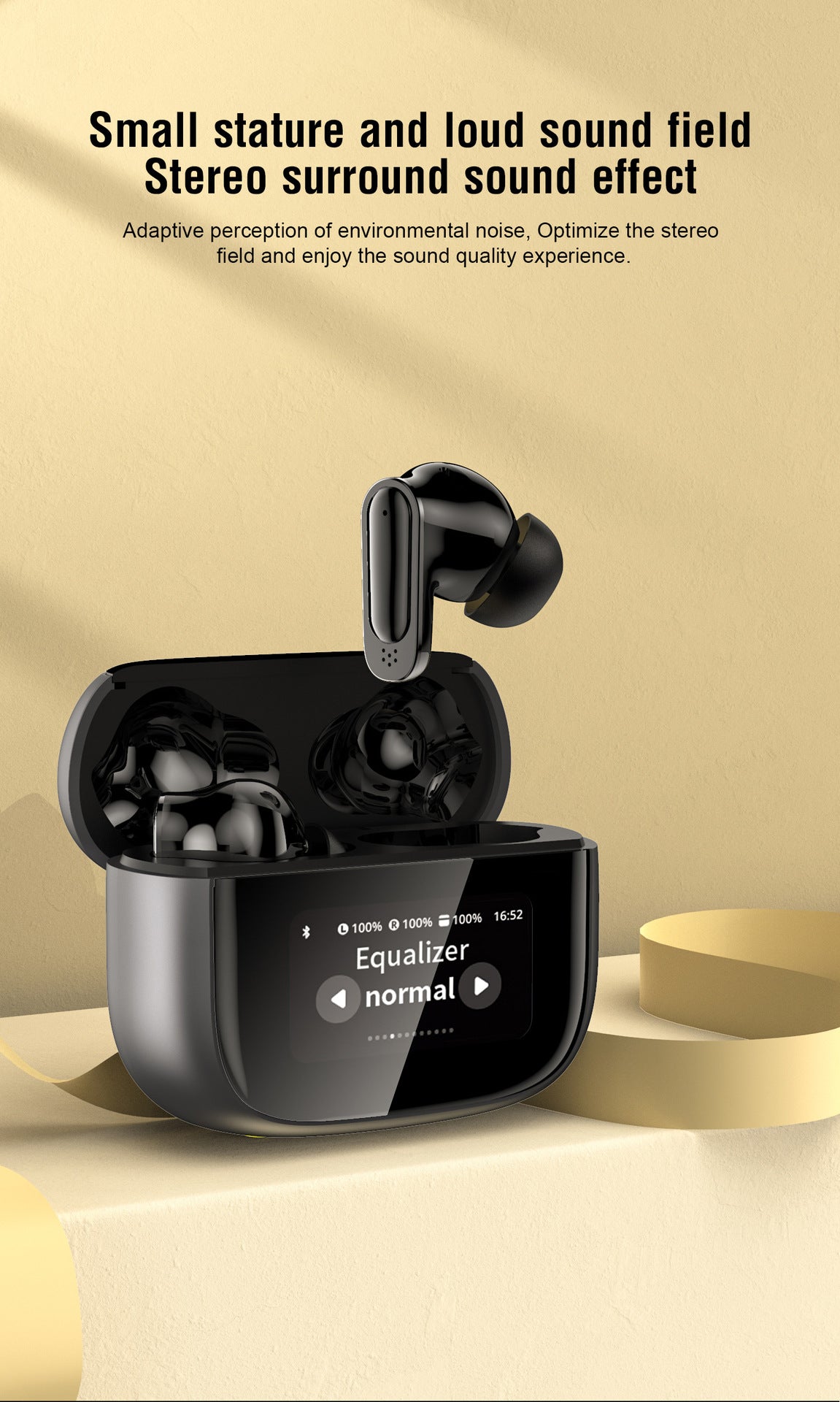 BOSECXT V11 True Wireless In-Ear Earbuds – Bluetooth 5.4 ANC ENC HiFi Stereo Touch-kontroll Mikrofon Laddningsfodral Svart