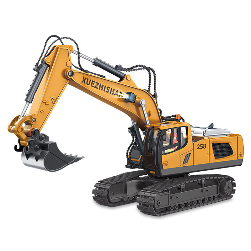 Cross-border 11-way children's electric toy lighting and sound effects engineering vehicle 1:20 crawler alloy remote control excavator model