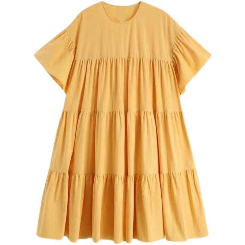 Mammaklänning Sommar Dam – Volang Prinsessskuren Midi Koreansk Stil Cartoon Trekvartsärm 3 Färger M–3XL 2026